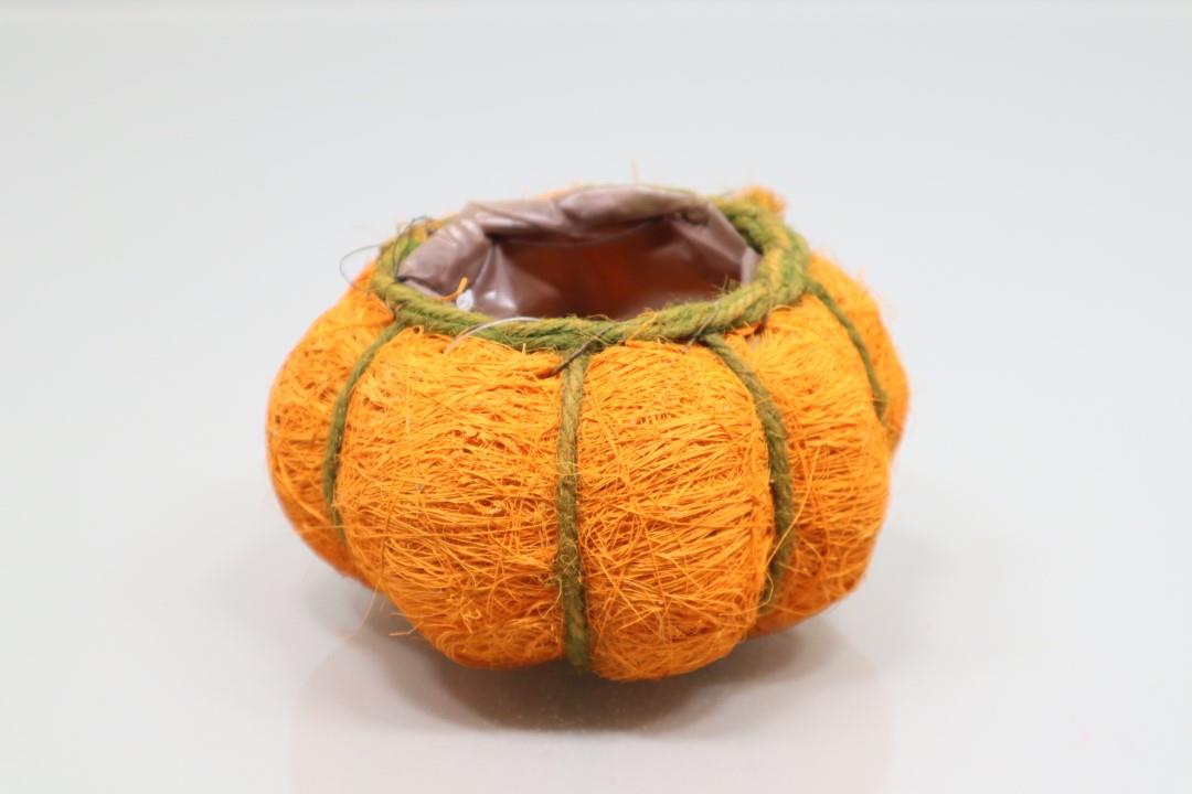 Kürbis z. Pflanzen Rattan-Bast orange 16x9cm