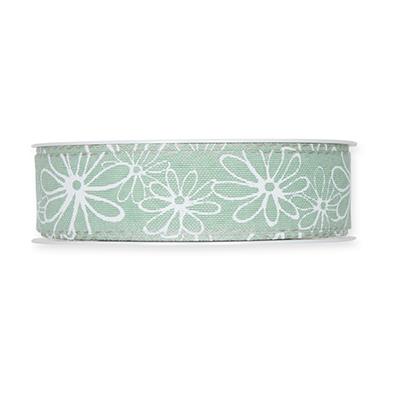 Druckband Blüten 25 mm 18 Meter mint/white 128