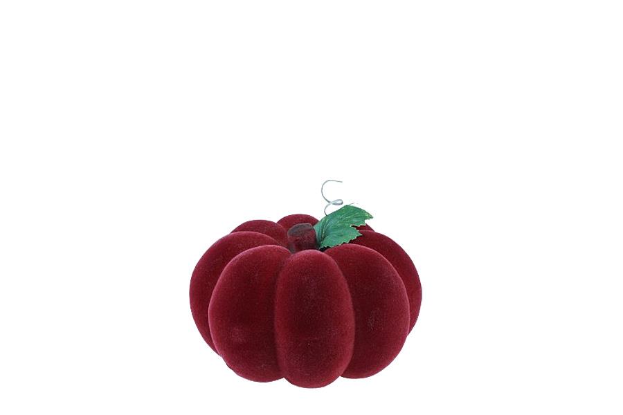 Kürbis Velvet beflockt Kunststoff bordeaux 20cm