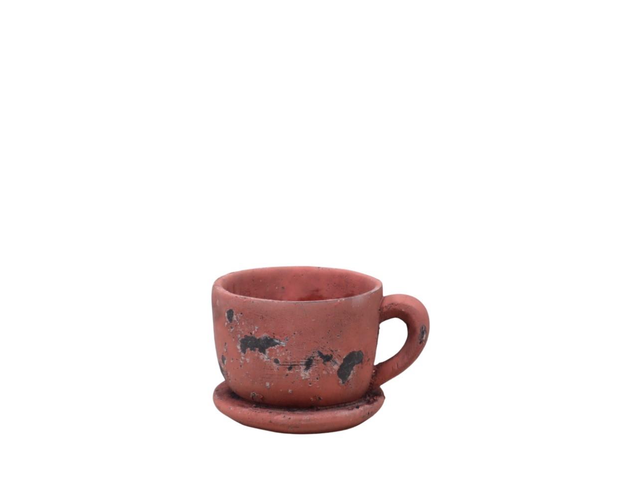 Tasse Ruby Keramik rot-vintage L16cm(Öffnung D11cm)