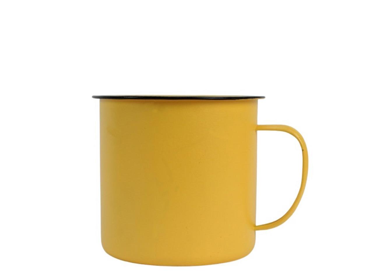 Tasse m. Henkel Zink gelb D13cm L12cm