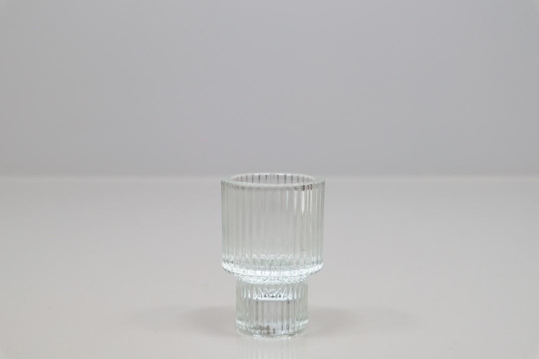 Glas Windlicht oder Stabkerzenhalter Stripes klar H8xD5,5cm