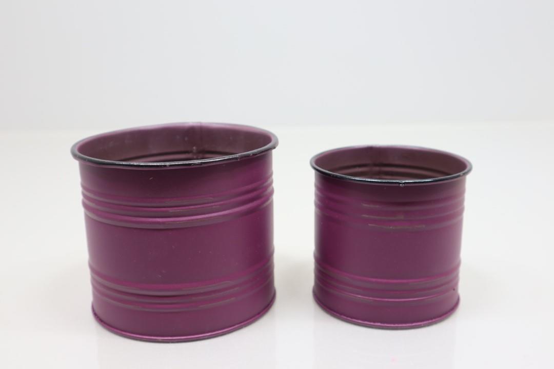 Übertopf Set/2 Metall aubergine D12/9,5cm