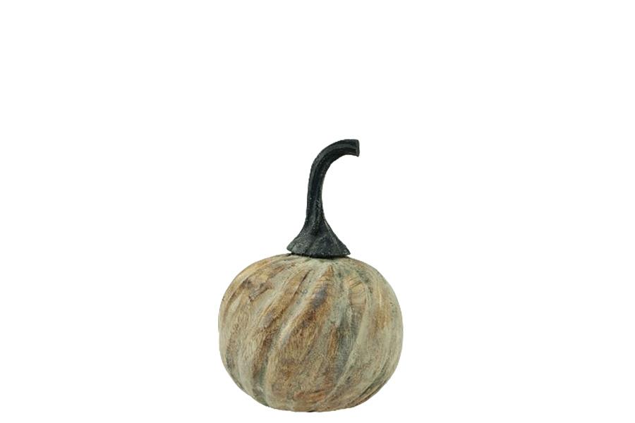 Kürbis Holz/Alu schwarz/natur D11xH12cm