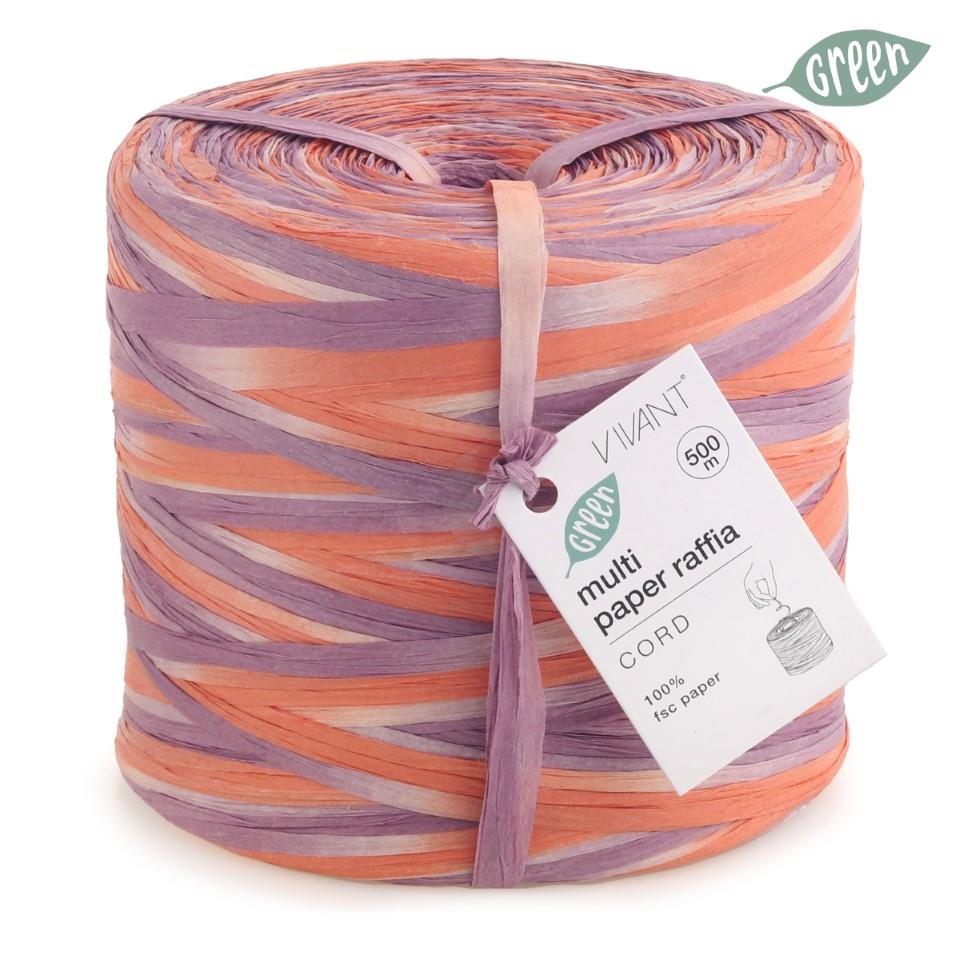 Paper Raffia 5 mm 500 Meter multifarbig flieder-apricot 30