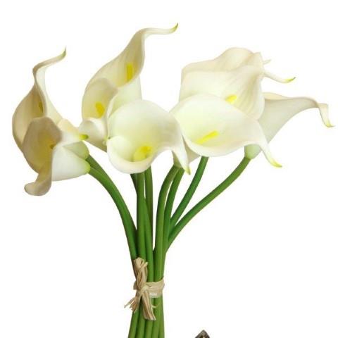 Calla Bund 9 Blüten soft touch creme H34cm