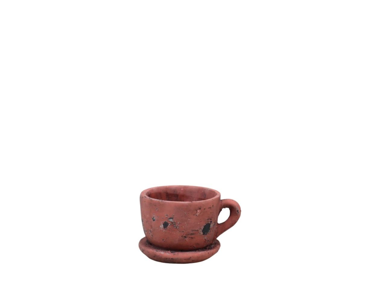 Tasse Ruby Keramik rot-vintage L12cm(Öffnung D8,3cm)