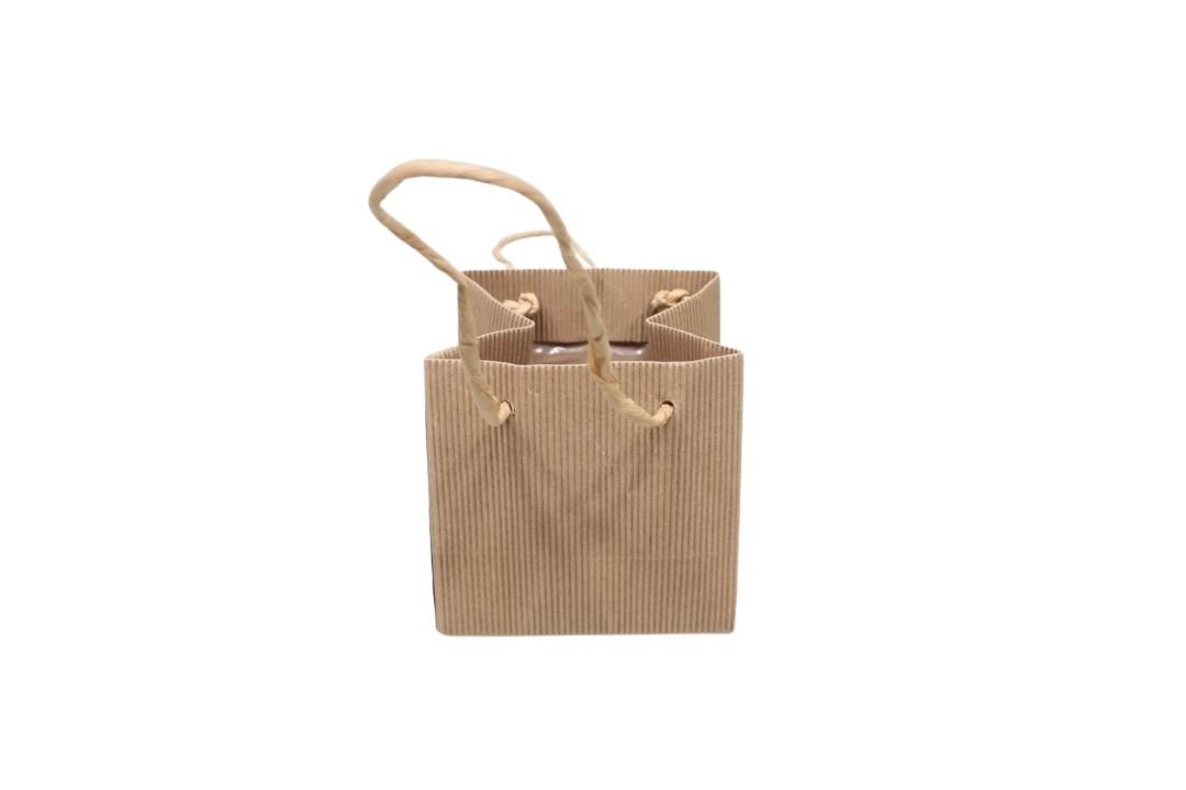 Tasche Wellpappe Ribbel natur 16x16x16cm