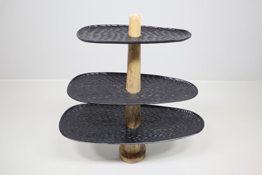 Etagere Holz/Alu natur/schwarz  49x46cm