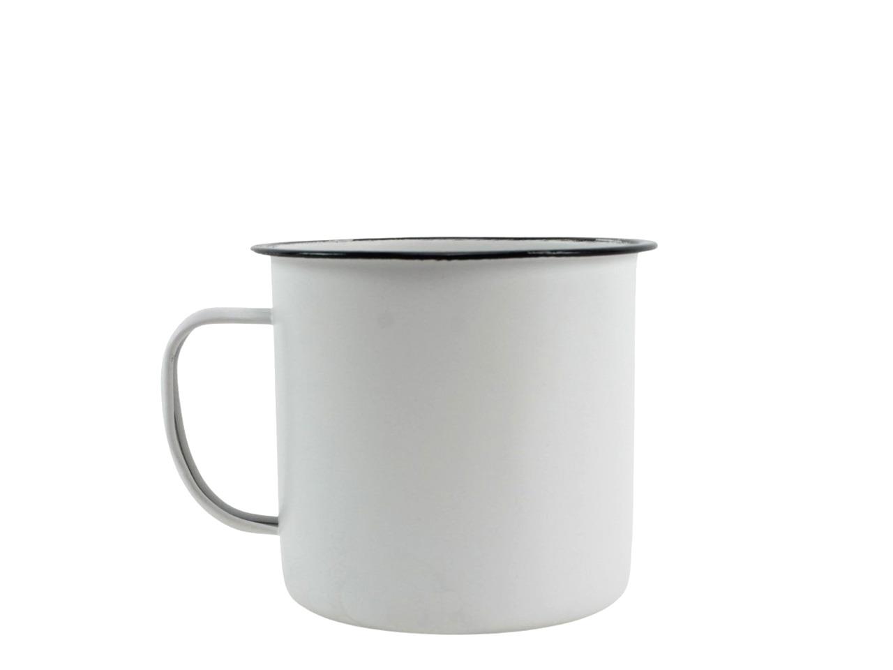 Tasse m. Henkel Zink weiss D13cm L12cm