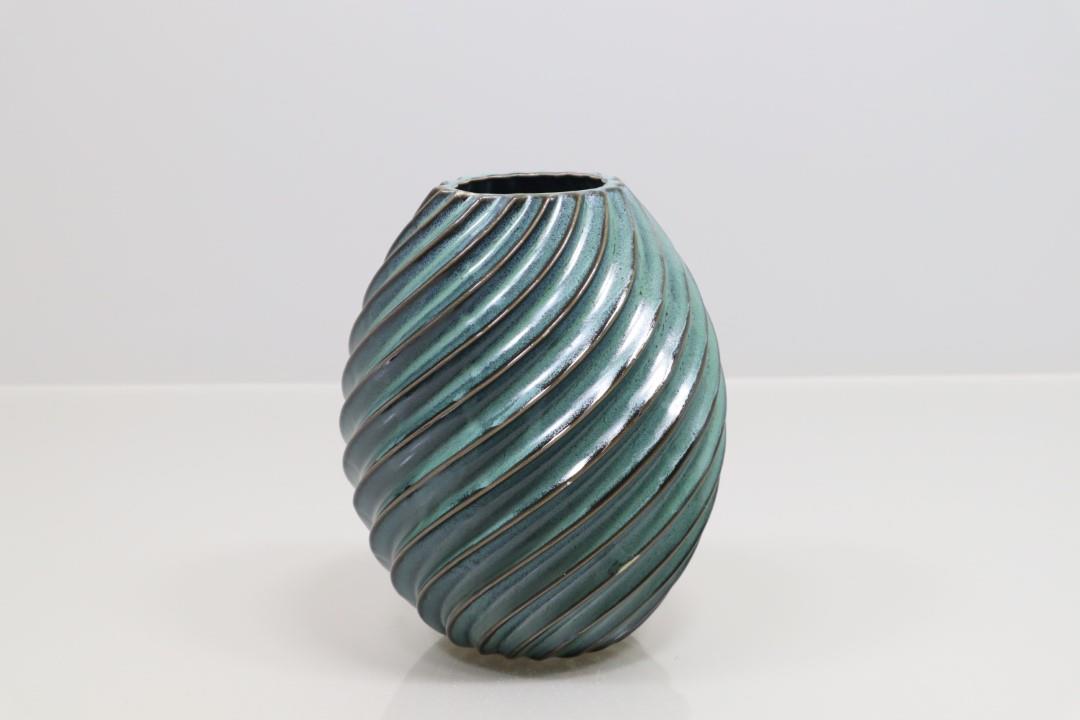 Vase Spirale Keramik aqua-türkis 17,5x20cm