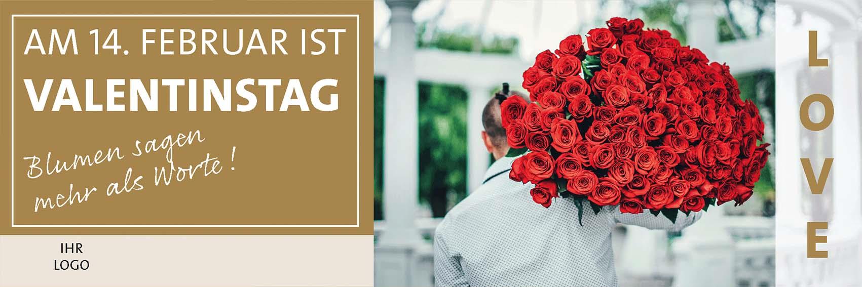 ekaflor Valentinstag Spannbanner mit Ösen inkl. Druck