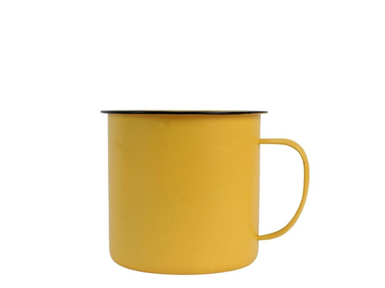 Tasse m. Henkel Zink gelb D11cm L13,5cm