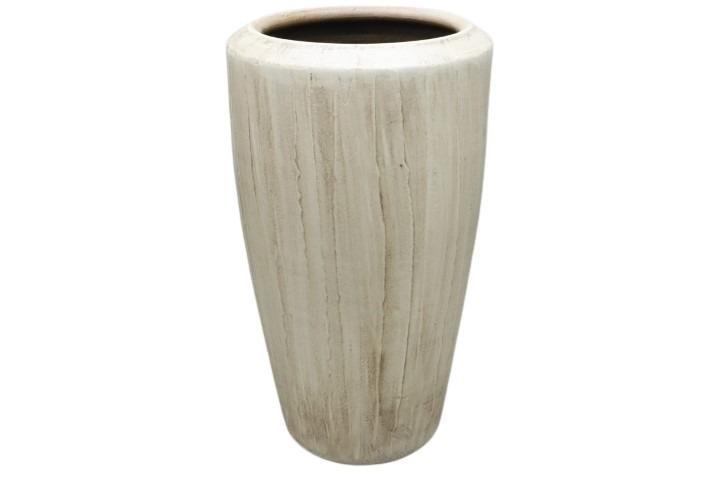 Bodenvase Keramik H80cm Holzdekor natur