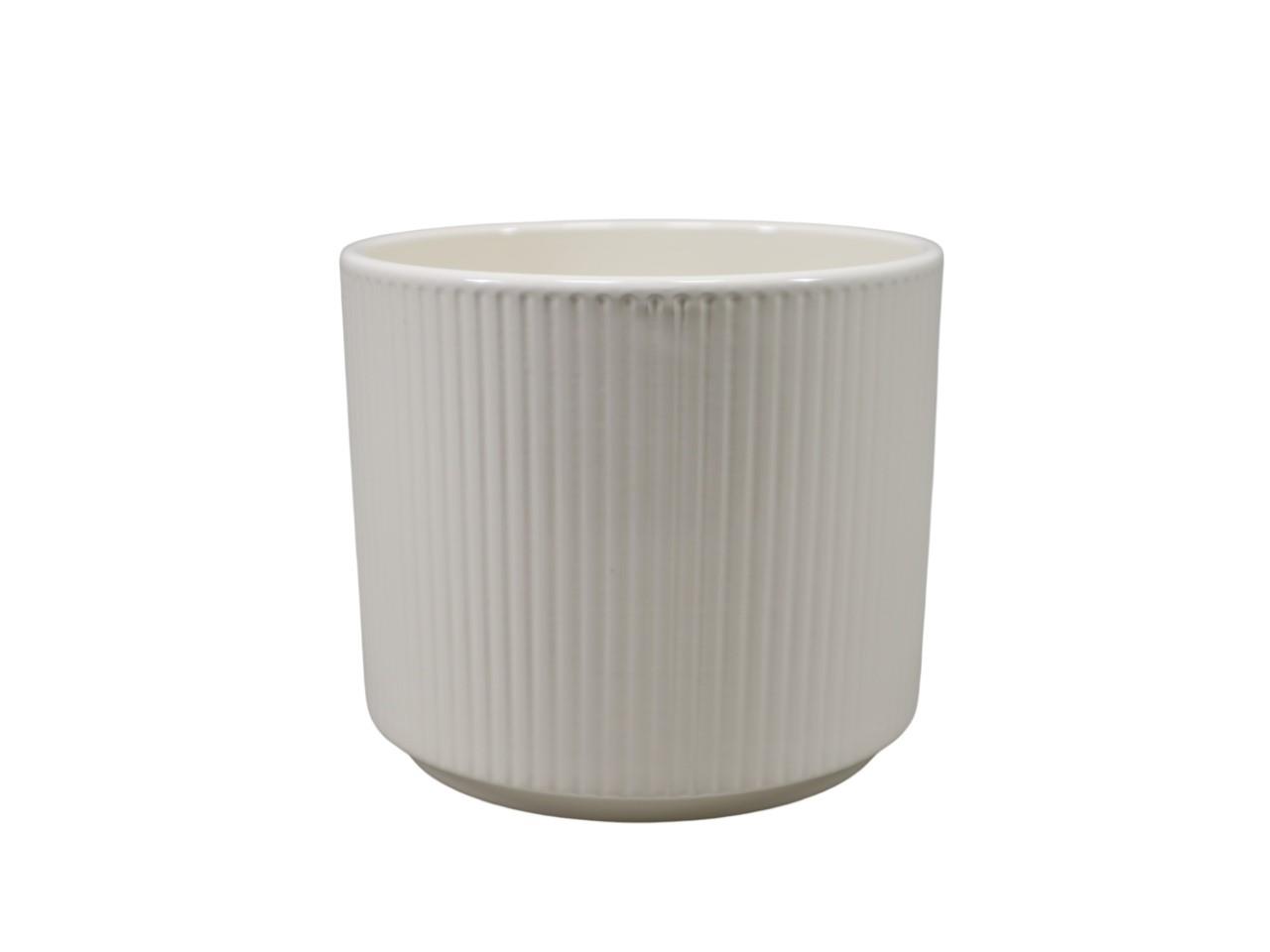 Keramikübertopf Stripes creme-glanz D16cm