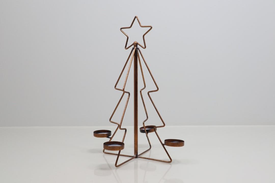 Tannenbaum m.  4/Kerzenhalter D5cm Metall kupfer H38,5cm