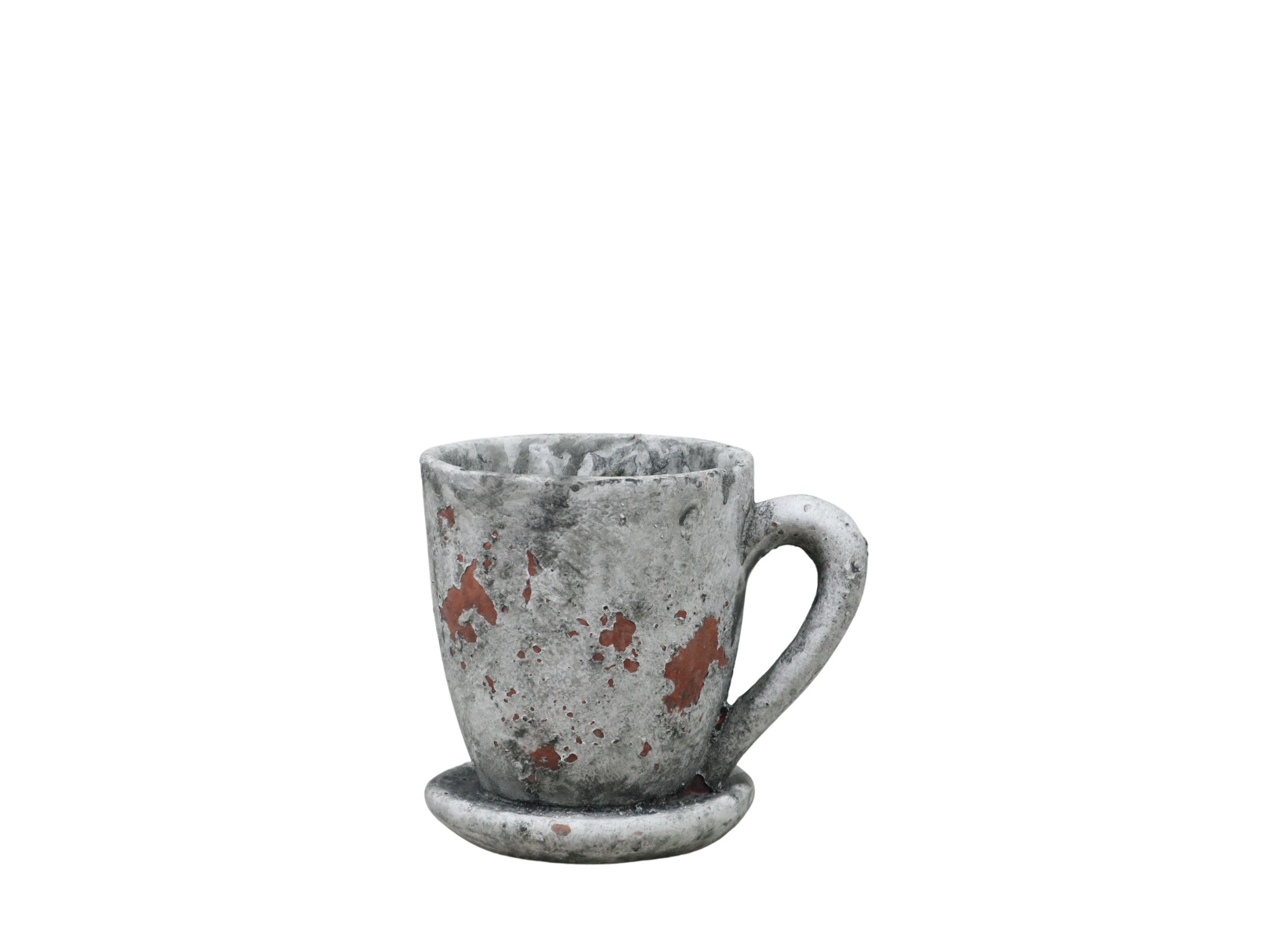 Tasse Ruby Keramik natur-vintage L16xH14cm(Öffnung D10,5cm)