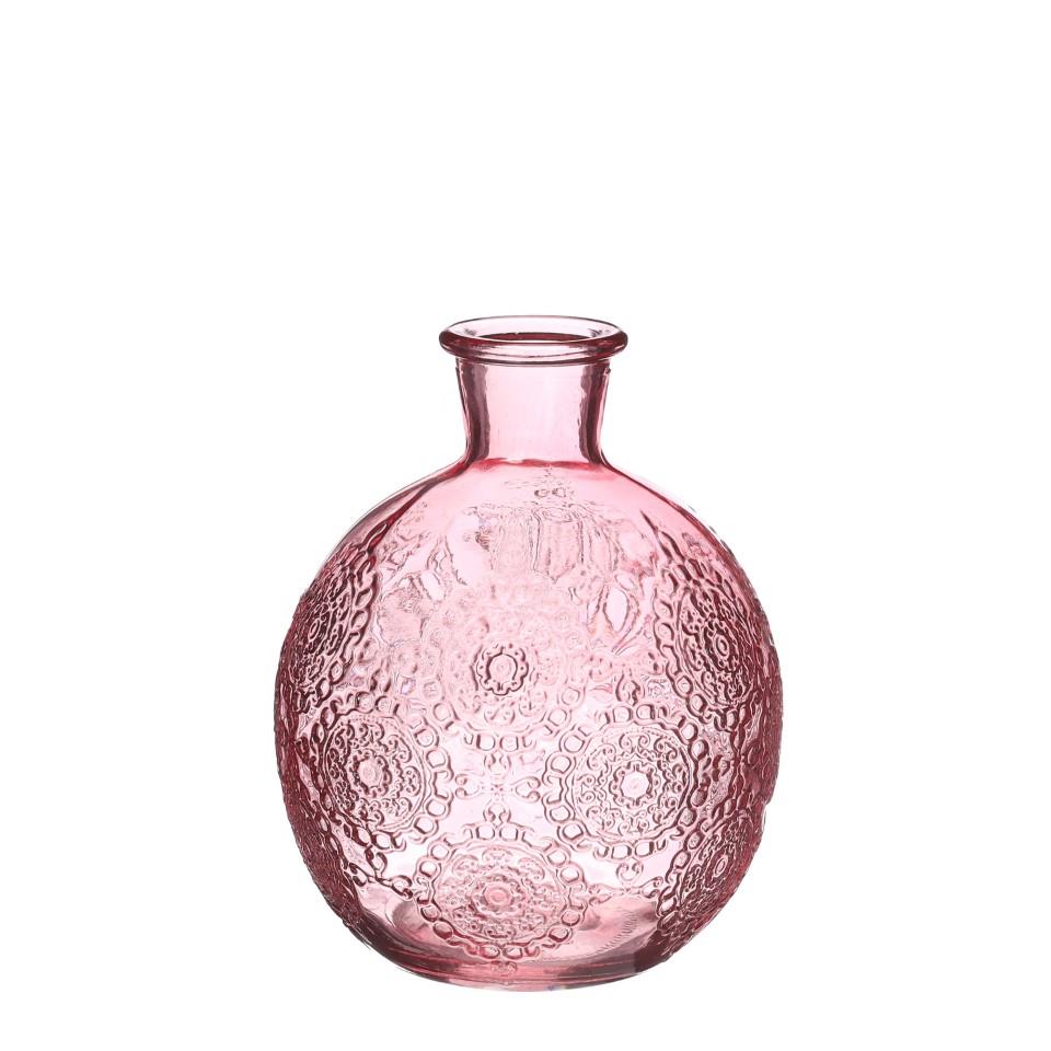 Glasflasche Bologna H12cm D9,5cm zartrosa