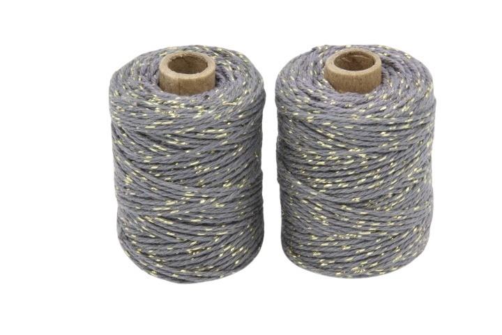 Cotton/Lurex Schnur 2 mm 50 Meter Farbe83 grau NETTO