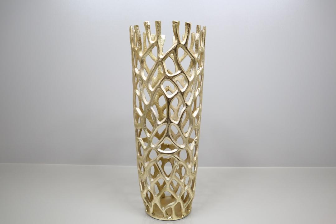 Vase Korallenmuster Aluminium gold D24xH58cm