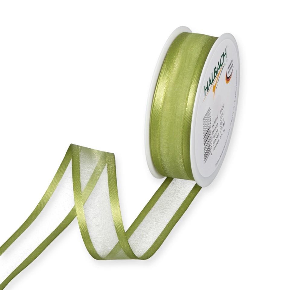 Dekoband Organza/Satin 25 mm 25 Meter spring green 563