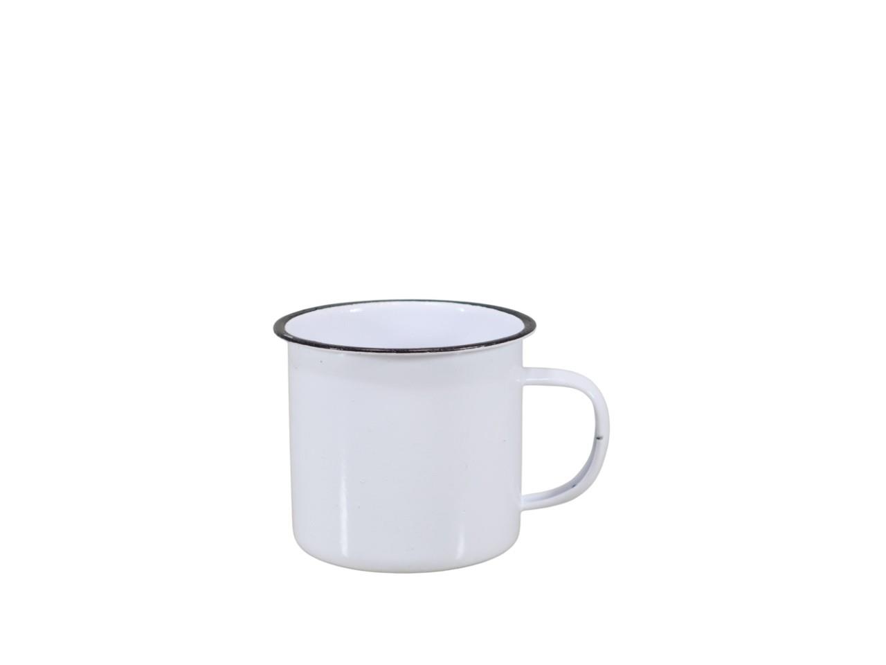 Tasse Metall weiß/schwarz D9cm