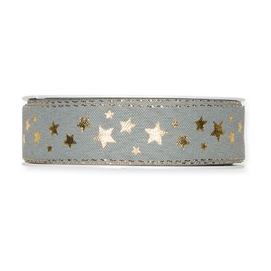 Druckband Sternchen 25 mm 18 Meter grey/gold 21