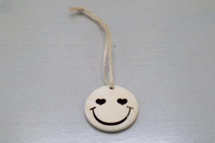 Hänger Smileys Holz natur D4cm