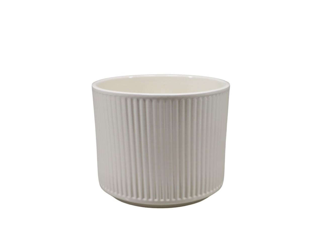 Keramikübertopf Stripes creme-glanz D14cm