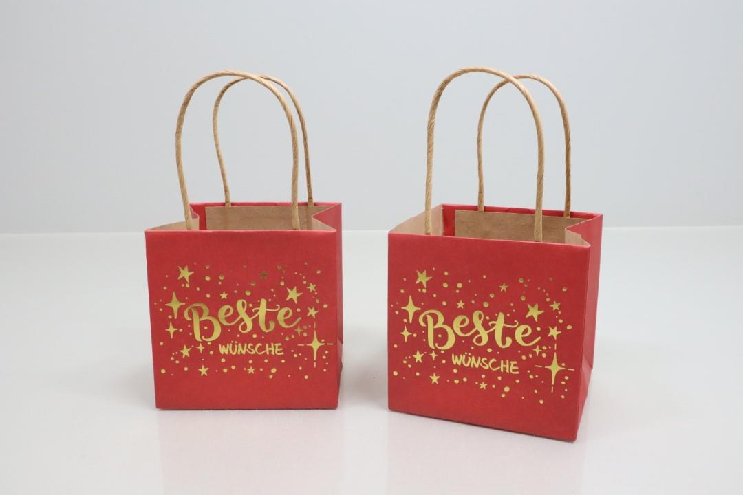 Tasche Papier Beste Wünsche rot/gold 10,5cm