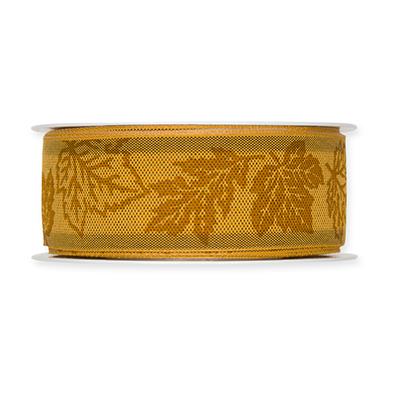 Druckband Herbstblätter 35 mm 15 Meter honey yellow 313