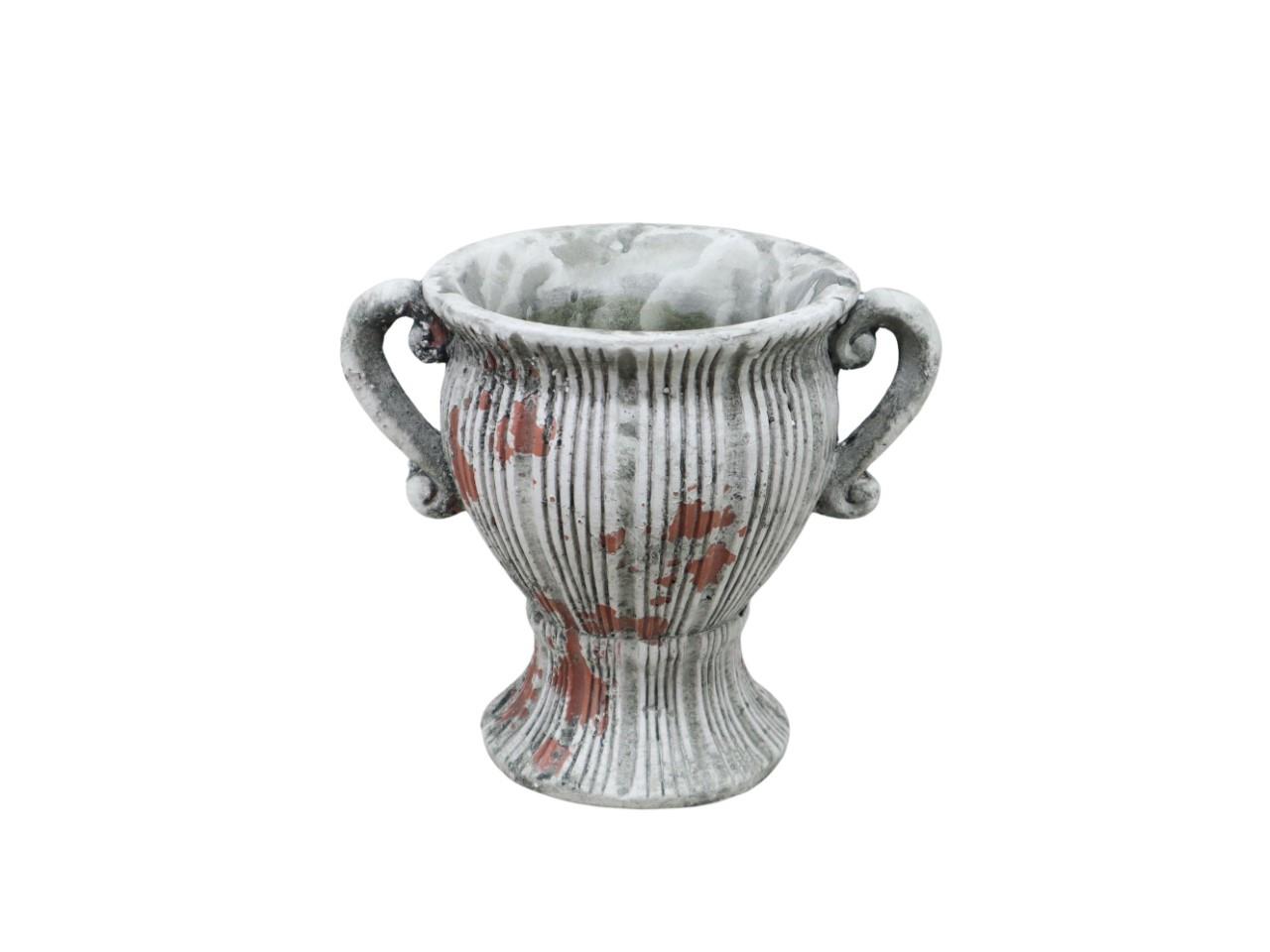 Pokal Stripes-Ruby Keramik natur-vintage D18xH16cm