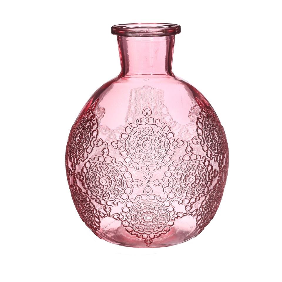 Glasflasche Bologna H17cm D13cm zartrosa