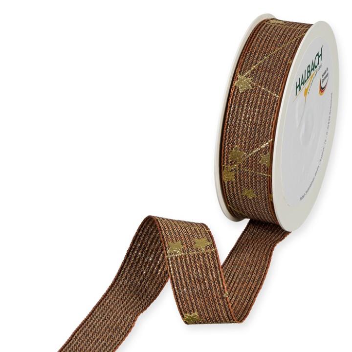 Druckband Sterne 25 mm 18 Meter cognac/gold 95