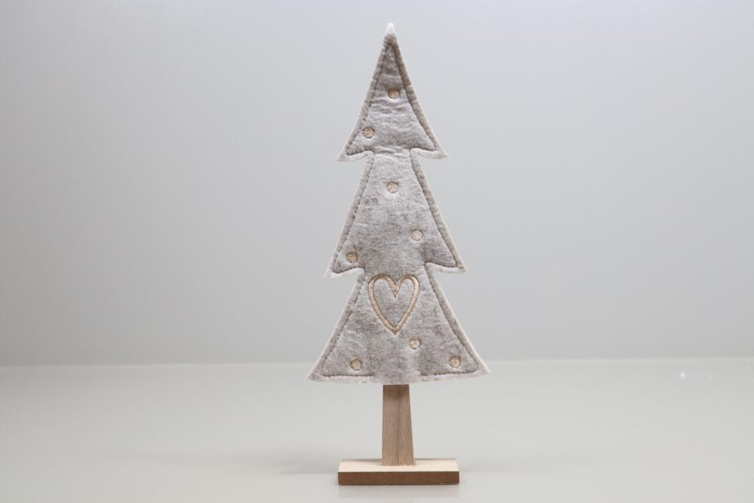 Tannenbaum Filz/Holz beige H35cm