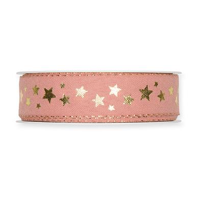 Druckband Sternchen 25 mm 18 Meter blush rose/gold 123