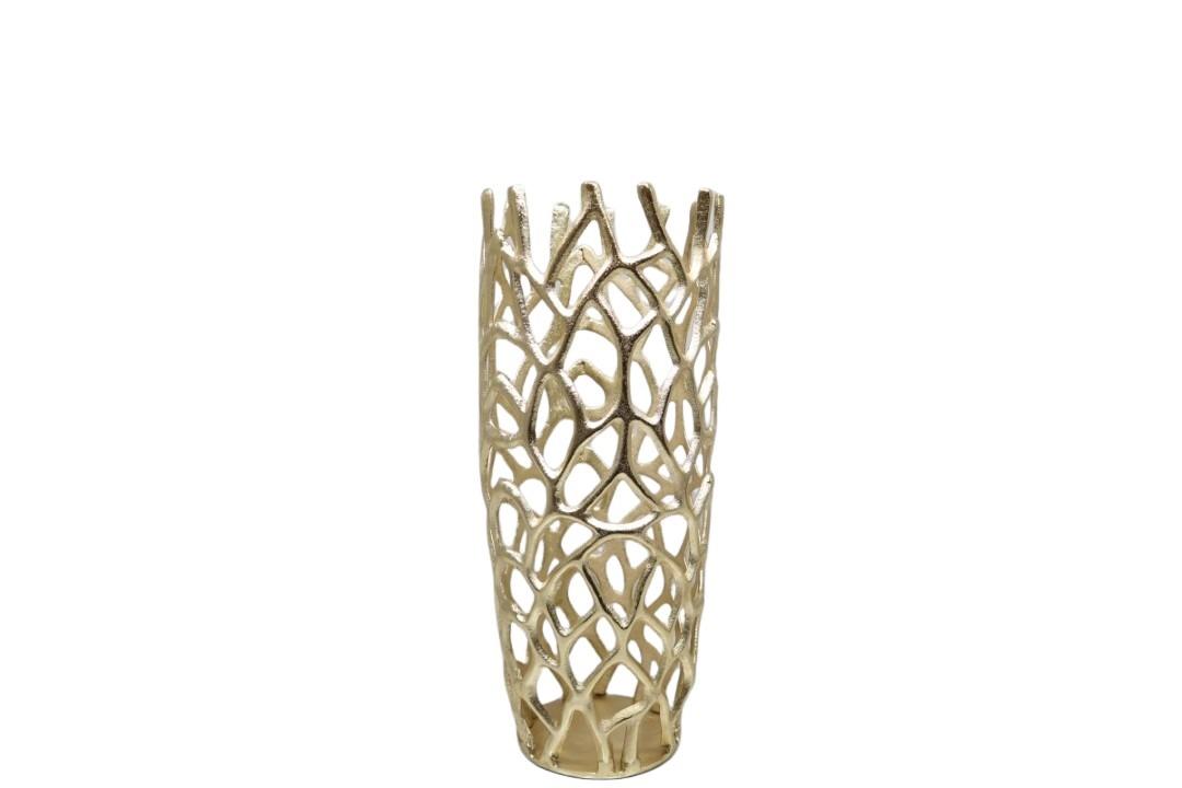 Vase Korallenmuster Aluminium gold D23xH50cm