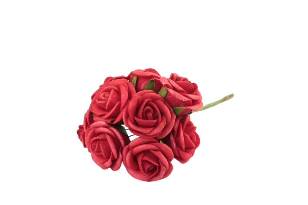 Foam Rose mit 9Blüten gebündelt rot 2cm