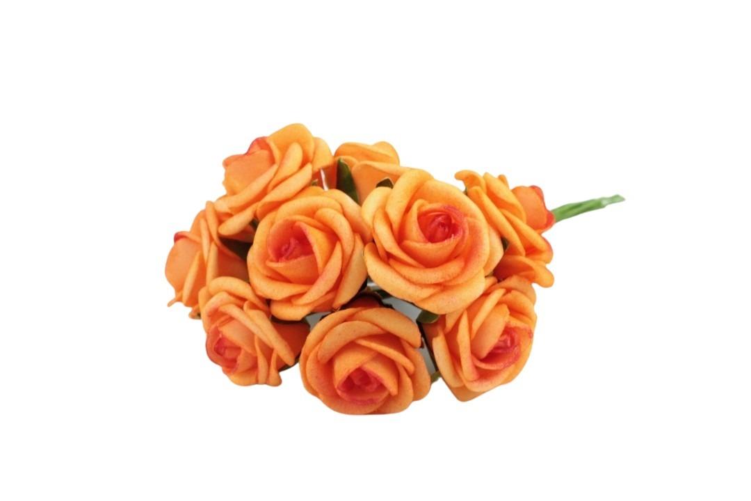 Foam Rose mit 9Blüten gebündelt orange 2cm