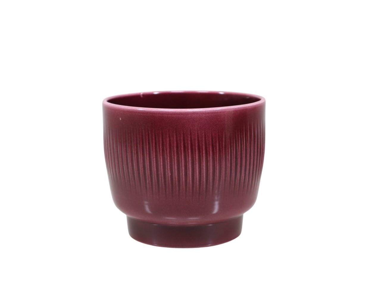 Übertopf Keramik Serie 695 Stripes bordeaux-lasur D15cm